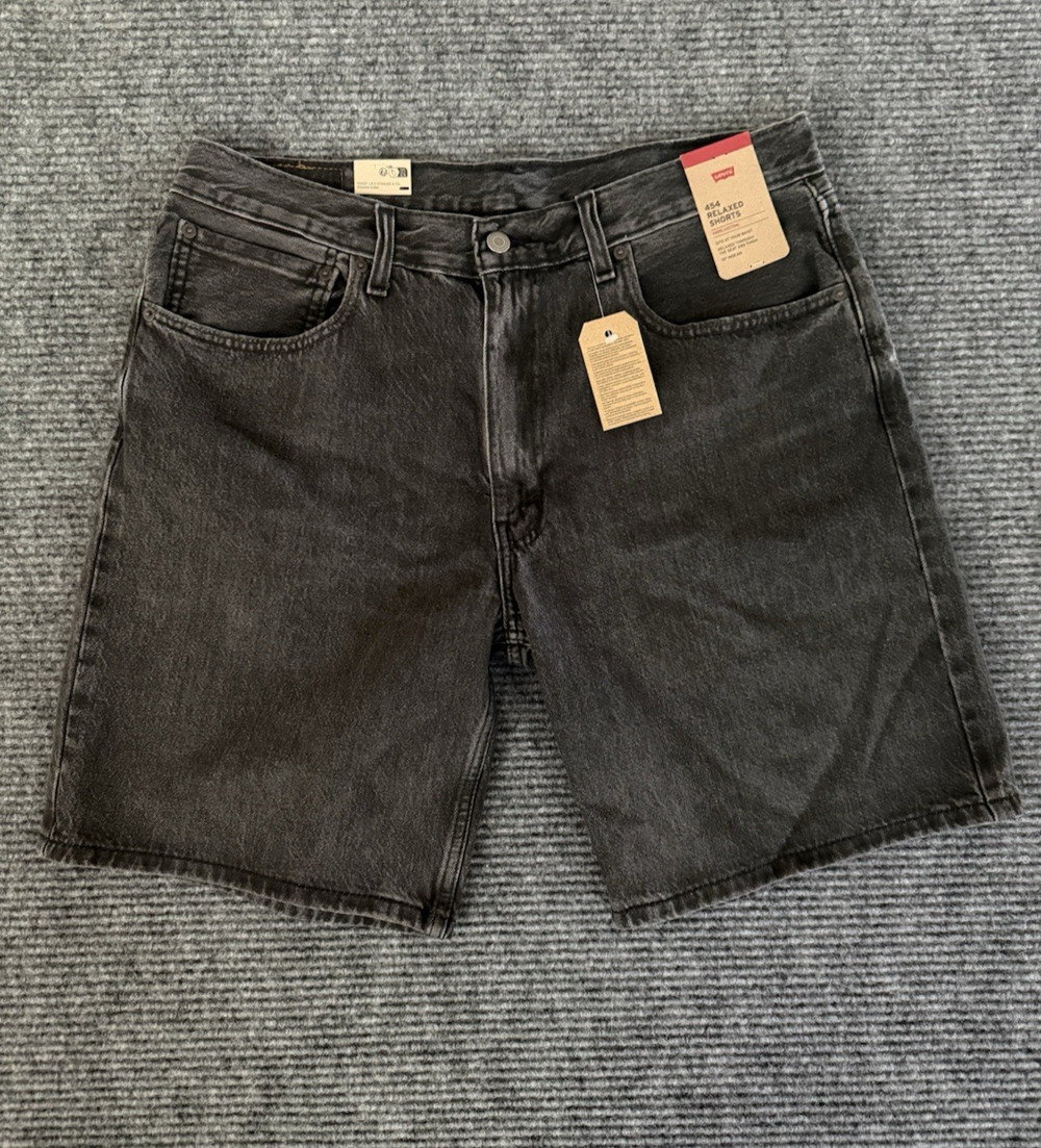 Levi's 454 Relaxed Jean Shorts Black Denim 10" Inseam 100% Cotton NWT Men's 36W